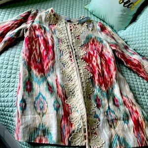 Linen topper 3/4 sleeve jacket